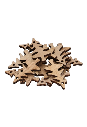 Houten Decoratie Naturel Tree Met Ophang Gaatje 7x3.5cm 100stuks