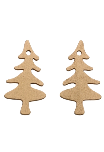 Houten Decoratie Kersttree Goud Hanger 6cm 100stuks