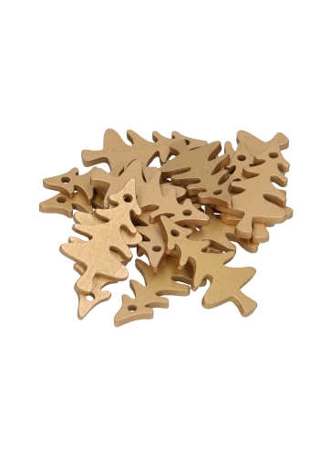 Houten Decoratie Kersttree Goud Hanger 6cm 100stuks