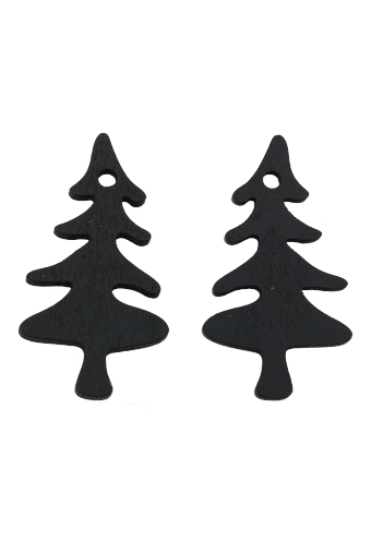 Houten Decoratie Kersttree Zwart Hanger 6cm 100stuks