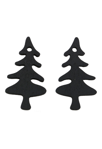 Houten Decoratie Kersttree Zwart Hanger 6cm 100stuks