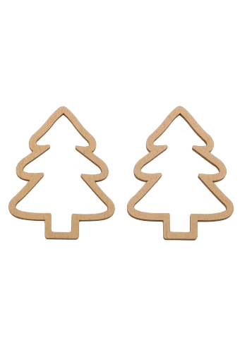 Houten Decoratie Kerstboom Open Goud Hanger 6cm 100stuks