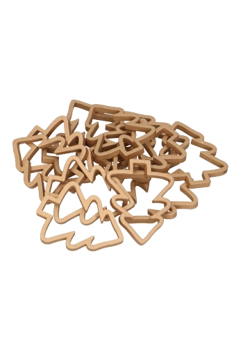 Houten Decoratie Kerstboom Open Goud Hanger 6cm 100stuks