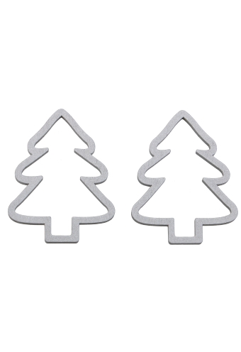 Houten Decoratie Kerstboom Open Zilver Hanger 6cm 100stuks