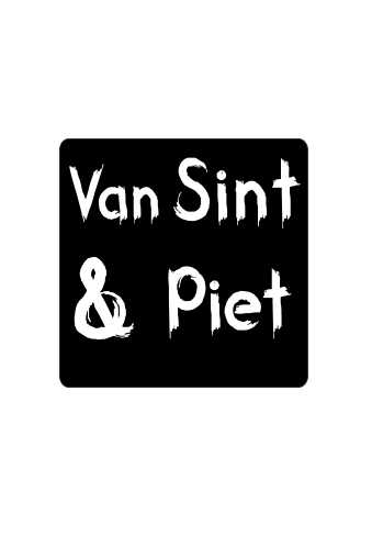 Etiketten Sint Zwart Van Sint & Piet Wit 4.5x4.5cm 500stuks op is op