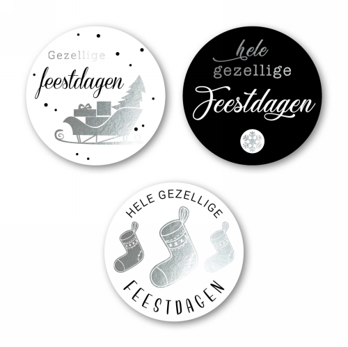 Luxe Etiketten Gezellige Feestdagen Metallic 4cm 3x 100stuks