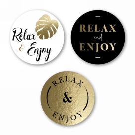 Luxe Etiketten Relax & Enjoy Metallic 4cm 3x 100stuks