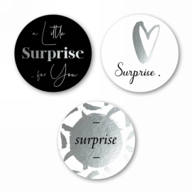 Luxe Etiketten Feest Surprise Metallic Zilver 4cm 3x 100stuks Luxe Etiketten Feest Surprise Metallic Zilver 4cm 3x 100stuks