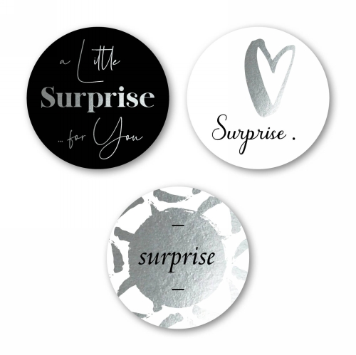 Luxe Etiketten Feest Surprise Metallic Zilver 4cm 3x 100stuks
