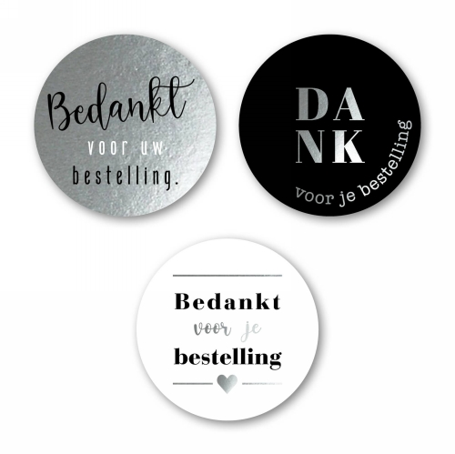 Luxe Etiketten Everyday Bedankt Metallic Zilver 4cm 3x 100stuks