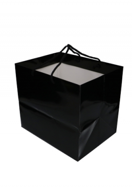 Kadotajes Rome Uni Zwart Glanzend Met Koord 33x25x29cm Extra Diep 10st Kadotajes Rome Uni Zwart Glanzend Met Koord 33x25x29cm Extra Diep 10st