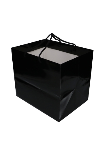 Kadotajes Rome Uni Zwart Glanzend Met Koord 33x25x29cm Extra Diep 10st