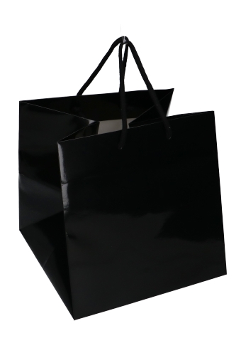 Kadotajes Rome Uni Zwart Glanzend Met Koord 25x25x25cm Extra Diep 10st