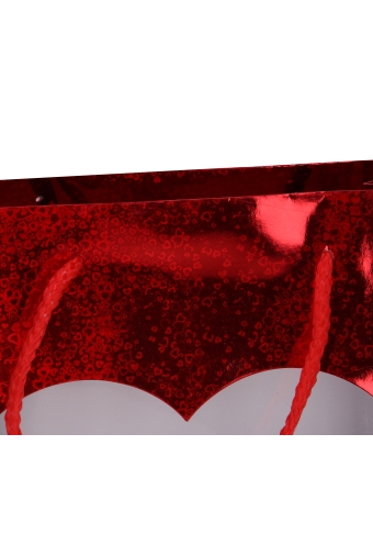 Kadotasjes Klein Hart Venster Rood Holographic 18x7x14cm 12stuks