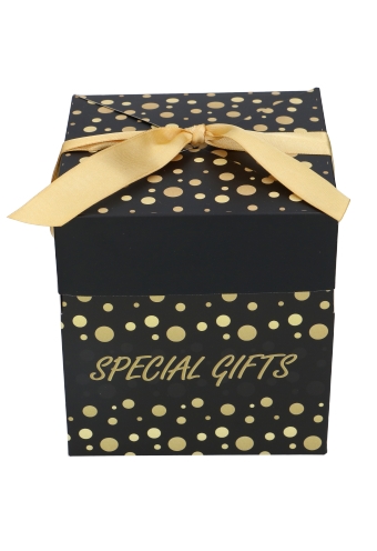 Geschenkdoos Regalo Special Gifts Dots & Goud Lint 15x15x15cm 25stuks