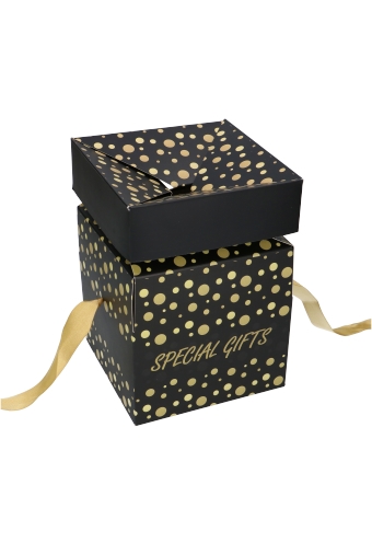 Geschenkdoos Regalo Special Gifts Dots & Goud Lint 15x15x15cm 25stuks