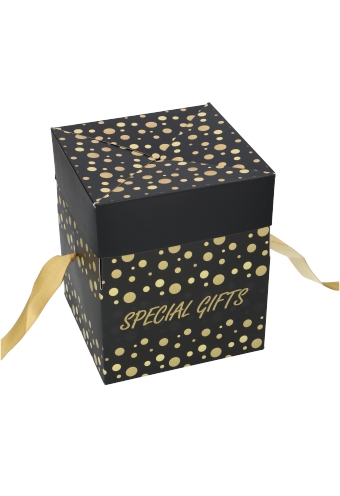 Geschenkdoos Regalo Special Gifts Dots & Goud Lint 15x15x15cm 25stuks