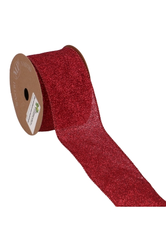 Luxe Kadolint Rood Glitter Met IJzerdraad 63mm x 10 meter OP IS OP