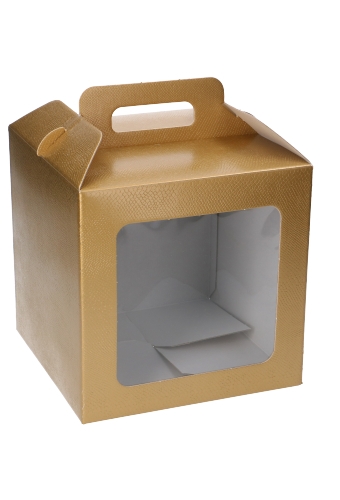 Geschenkdoos Draagbox & Venster Monsanto Goud 21x21x21cm 30stuks