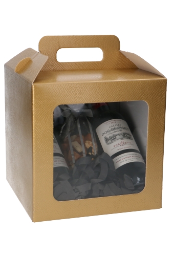 Geschenkdoos Draagbox & Venster Monsanto Goud 21x21x21cm 30stuks