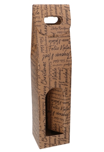 Luxe Wijndozen Vigo Zalig Kerstfeest voor 1 fles 9x9x38.5cm 10stuks