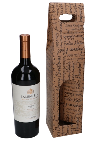 Luxe Wijndozen Vigo Zalig Kerstfeest voor 1 fles 9x9x38.5cm 10stuks