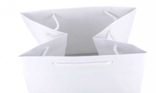 Kadotasjes Rome Uni Wit Glanzend Met Koord 25x23x30cm Extra Diep 10st