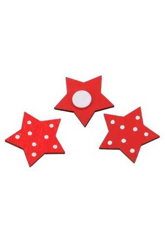 Houten Decoratie Star Red & White Met Plakker 2.5cm 100stuks