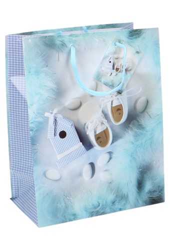 Kadotasjes Kind Medium Sweet Baby Schoentjes Blauw 18x10x23cm 12stuks