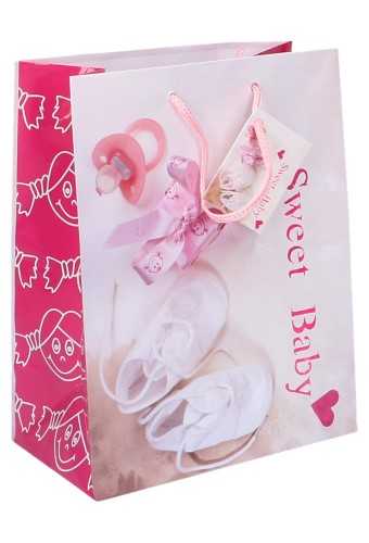 Kadotasjes Kind Medium Sweet Baby Schoentjes Roze 18x10x23cm 12stuks