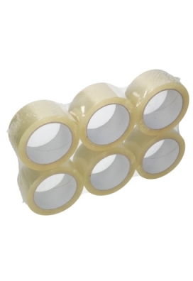 Plakband Transparant Budget Tape PP Acryl 25mu 48mm x 66meter  6stuks