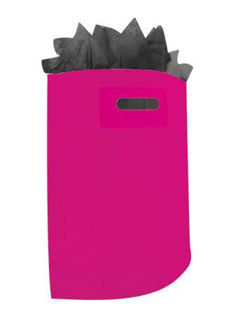 Plastic draagtassen Uni Magenta 35x4x44+2cm 50 mic 400 stuks