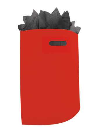 Plastic draagtassen Uni Rood 35x4x44+2cm 50 mic 400 stuks