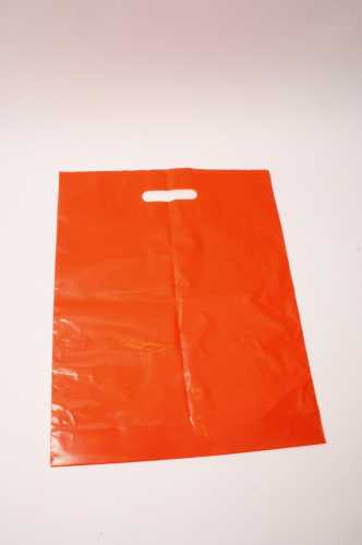 Plastic draagtassen Uni Oranje 35x4x44+2cm 50 mic 400 stuks