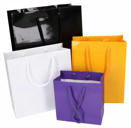 Kadotasjes Rome Uni Wit Glanzend Met Koord 20x10x25cm 10stuks