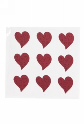 Decoratie Plakker Love Hartjes Rood 3cm 9 stuks