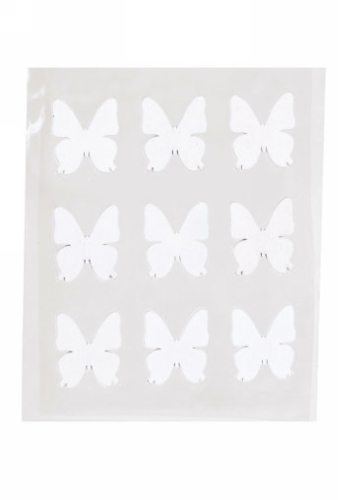 Decoratie Plakker Vlinder Wit 3cm 9 stuks OP IS OP