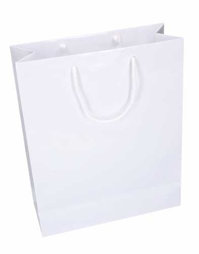 Kadotasjes Rome Uni Wit Glanzend Met Koord 28x12x36cm 10stuks