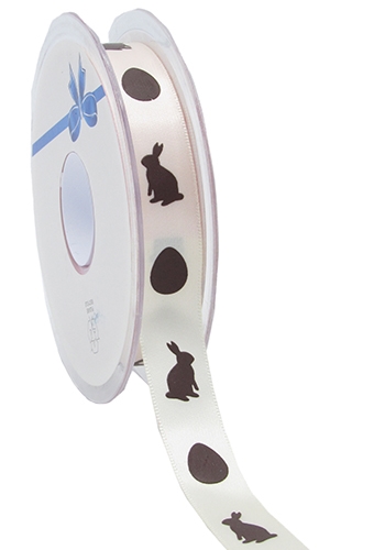 Kadolint Pasen Satijn Creme Haasje Eitjes Chocolade Bruin 15mm x 25m