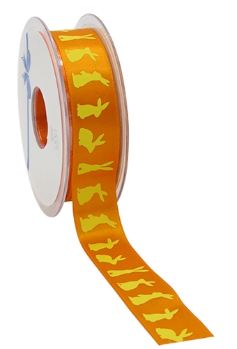 Kadolint Pasen Satijn Oranje Haas Geel 22mm x 25meter