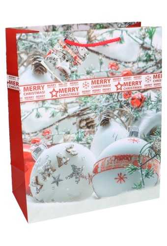 Kersttasjes Groot Snowball 26.5x13.5x32.5cm 12stuks