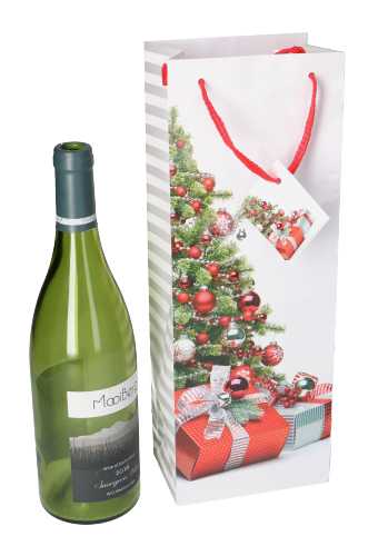 Kerst Wijntasjes 1 Fles Wrapped Gift 12.5x9x36.5cm 12stuks