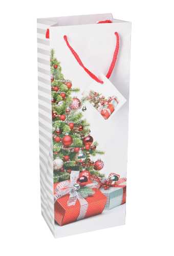 Kerst Wijntasjes 1 Fles Wrapped Gift 12.5x9x36.5cm 12stuks