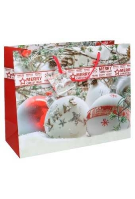 Kersttasjes Groot Laag Snowball 32x12.5x27cm 12stuks