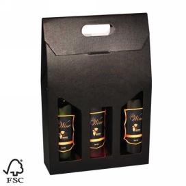 AKTIE Wijnverpakking Draagdoos Black 3 fles 27x9x35cm FSC® 50stuks AKTIE Wijnverpakking Draagdoos Black 3 fles 27x9x35cm FSC® 50stuks