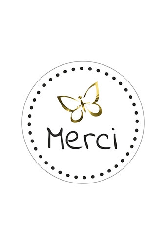 Etiketten Merci Goud Metallic 3.9cm 500stuks