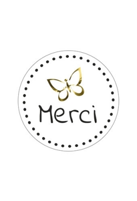 Etiketten Merci Goud Metallic 3.9cm 500stuks