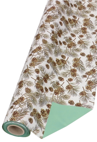 Kadofolie Dubbelzijdig Mint Groen & Dennenappeltjes 70cmx50meter