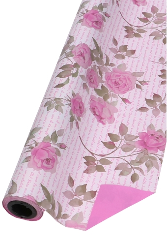 Kadofolie Dubbelzijdig Roze & Roze Rozen en 70cm x 50meter OP IS OP