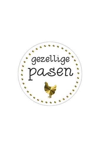 Etiketten Gezellige Pasen Goud Metallic 3.9cm 500stuks